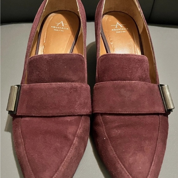 Aquatalia Maroon Suede Heels 11 M - Picture 5 of 8